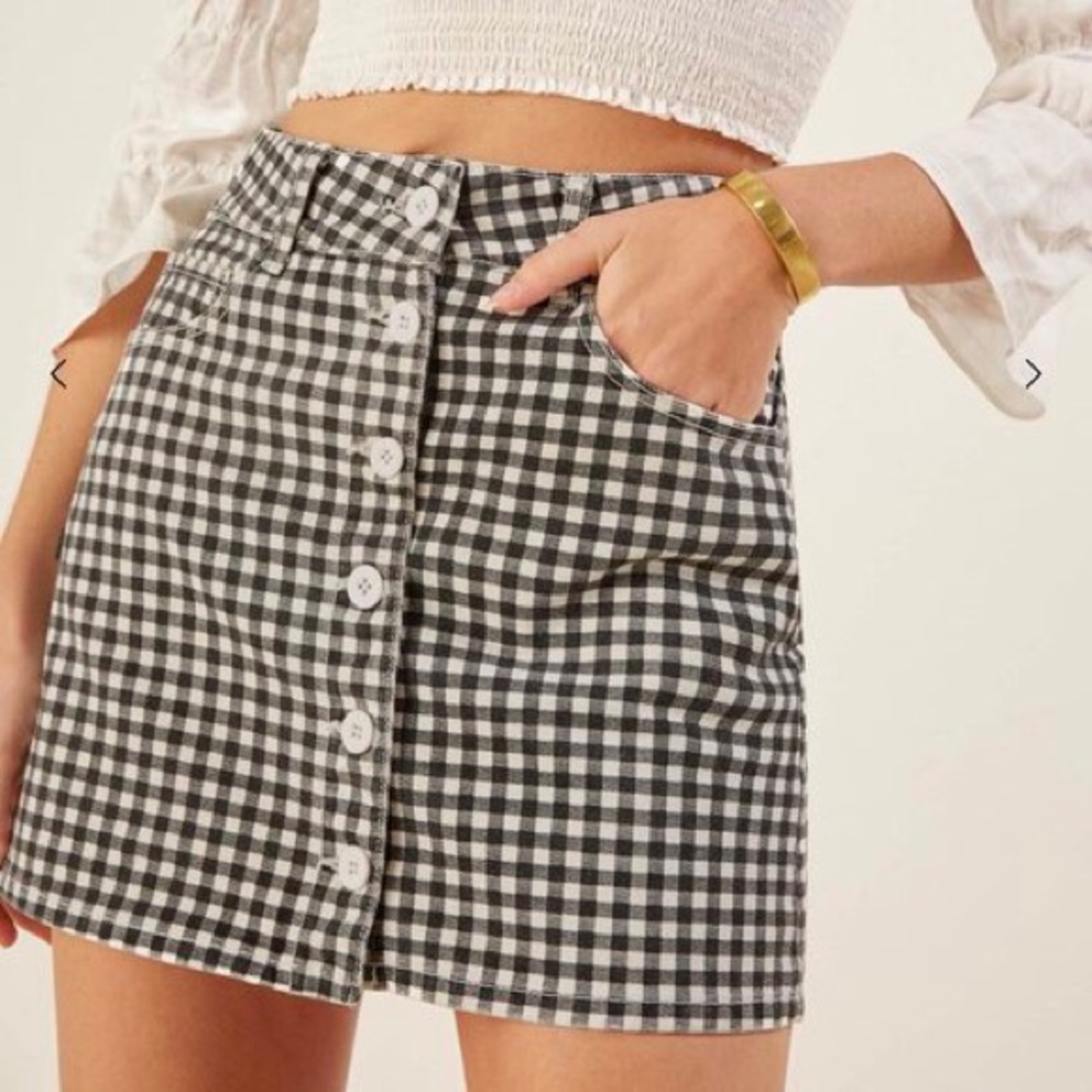 ✨Reformation Check Mini Skirt